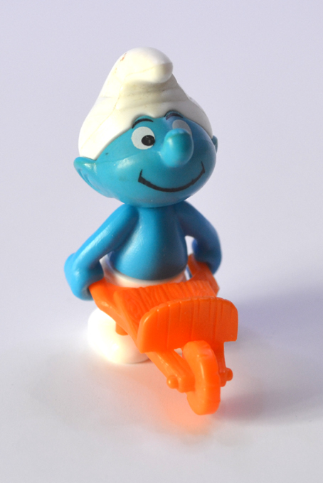 Skládací figurka 1996 Schlümpfe (Šmoulové) - 01 Schlümpf mit Schubkare