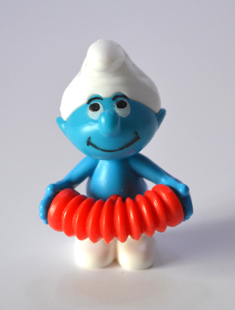 Skládací figurka 1996 Schlümpfe (Šmoulové) - 01 Schlümpf mit Ziehharmonica