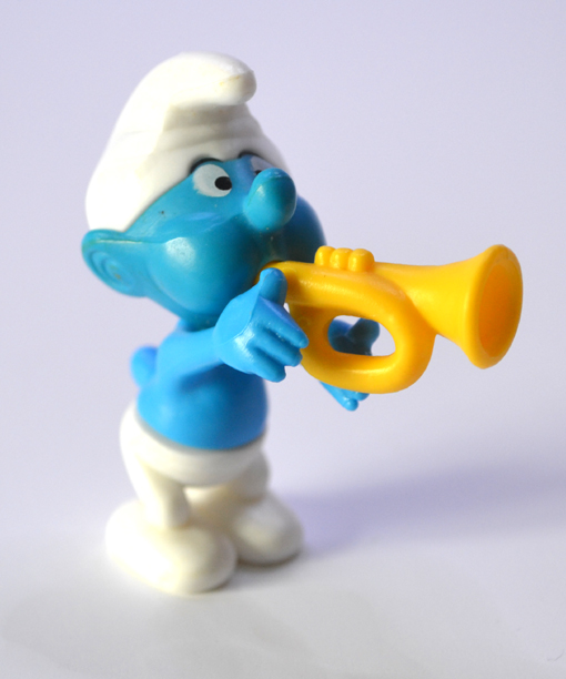 Skládací figurka 1996 Schlümpfe (Šmoulové) - 02 Schlümpf mit Trompeteca