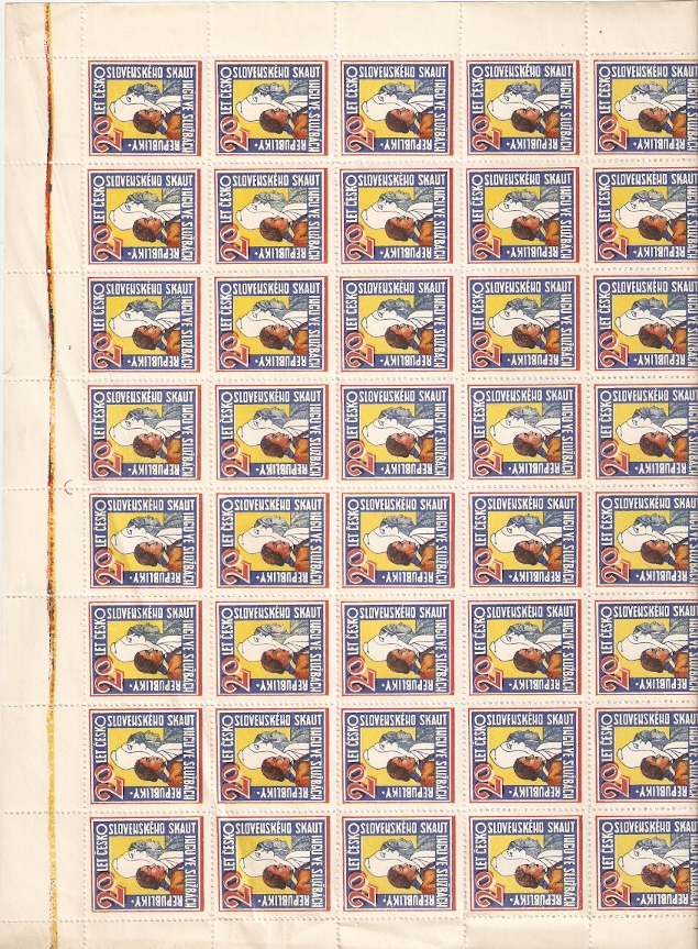 Junák, Skaut, Tramp - Zálepky arch 80 ks - 20 Československého skautingu ve službách republiky