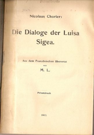 Akt Erotika - Knihy - Nicoaus Chorier - Die Dialoge der Luisa Sigea