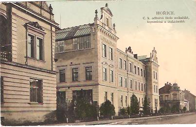 Pohlednice - Okres Jičín - Hořice - C. k. odborná škola sochařská, kamenická a štukatérská