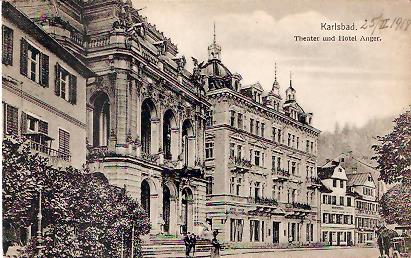 Pohlednice - Okres Karlovy Vary - Karlovy Vary - Theater und Hotel Anger