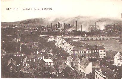 Pohlednice - Okres Kladno - Kladno - Pohled k hutím z radnice