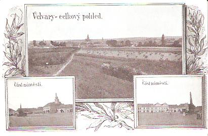 Pohlednice - Okres Kladno - Velvary - Celkový pohled, Náměstí