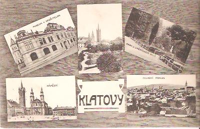 Pohlednice - Okres Klatovy - Klatovy - C.p., Sady, náměstí, museum a spořitelna