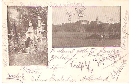 Pohlednice - Okres Kolín - Konárovice - Celkový pohled, pomník