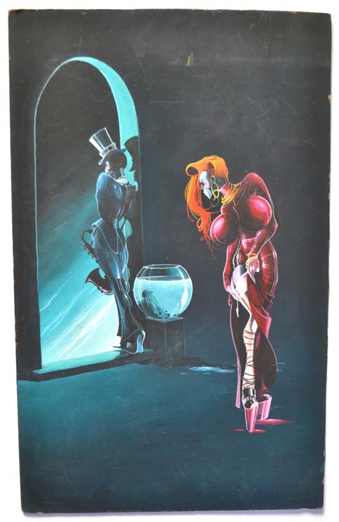 Obraz - Kresba (tempera?) na sololitu - Dvě ženy - Sign: Nesignováno - Vel: 47 x 29 cm