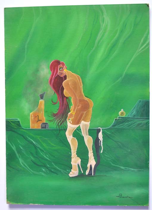 Obraz - Kresba (tempera?) na sololitu oboustranná - Akt - Sign: Barča - Vel: 34x24,5 cm