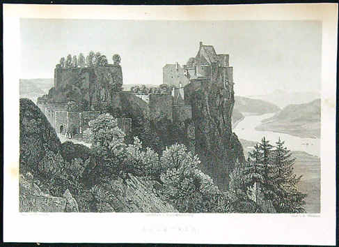 Černobílý mědiryt - Aggstein