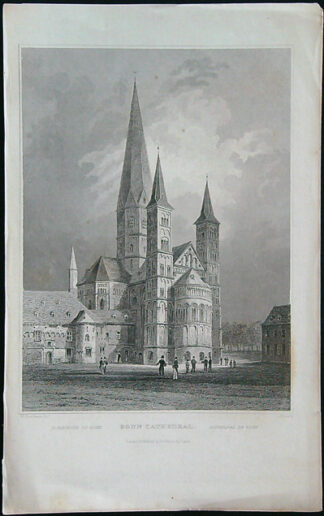 Černobílý mědiryt - Bonn Cathedral.