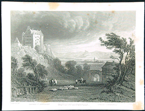 Černobílý mědiryt - Castle of Argenfels