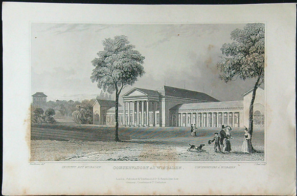 Černobílý mědiryt - Conservatory At Wisbaden