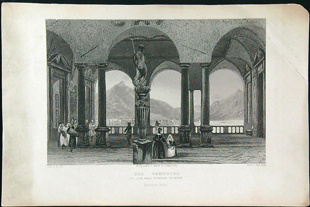 Černobílý mědiryt - Der Comersee.