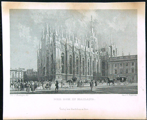 Černobílý mědiryt - Der Dom In Mailand