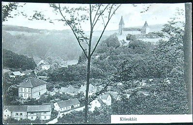 Pohlednice - Okres Rakovník - Křivoklát - město v popředí - černobílé (VII.)