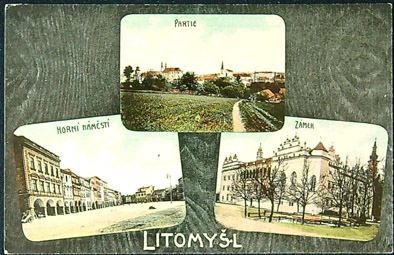 Pohlednice - Okres Svitavy - Litomyšl - Okénková (Horní náměstí, Partie, Zámek)