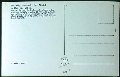 Pohlednice - Okres Ústí nad Labem - Husitský památník "Na Běhání" - Obrázek 2