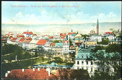 Pohlednice – Okres Teplice – Teplice - Celkový pohled - Výhled do lázeňských zahrad