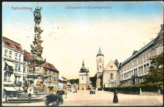 Pohlednice – Okres Teplice – Teplice - Zámecké náměstí - CP - Morový sloup