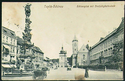 Pohlednice – Okres Teplice – Teplice - Zámecké náměstí - Černobílé