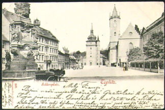 Pohlednice – Okres Teplice – Teplice - Zámecké náměstí - Černobílé - Korespondenční lístek