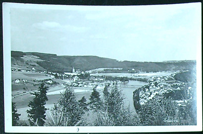 Pohlednice - Okres Benešov - Město Sázava - Černobílá - Celkový pohled