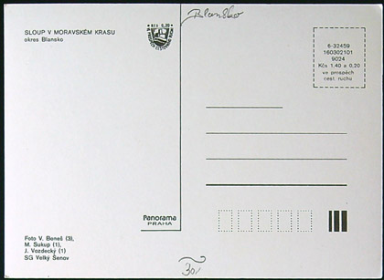 Pohlednice - Okres Blansko - Sloup v Moravském krasu - Okénková - Obrázek 2
