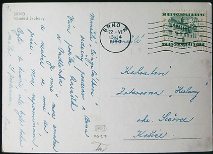 Pohlednice - Okres Brno město - Brno - Náměstí Svobody (Kostel sv. Jakuba, Lidé, Tramvaj) - Obrázek 2