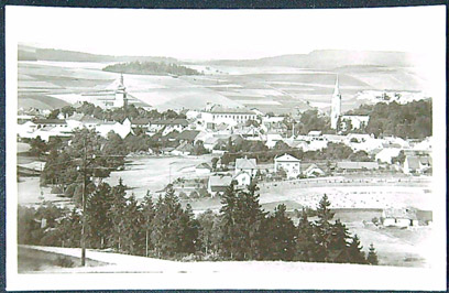 Pohlednice - Okres Žďár nad Sázavou - Nové Město na Moravě - Celkový pohled - Černobílá