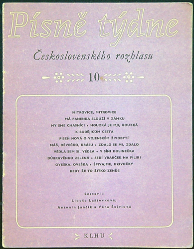 Písničky - Zpěvník - Písně týdne Československého rozhlasu č. 10