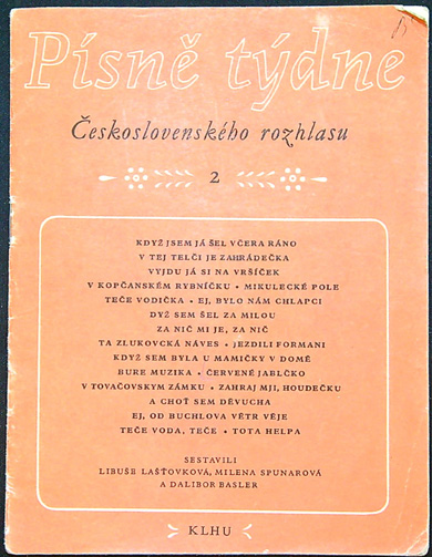 Písničky - Zpěvník - Písně týdne Československého rozhlasu č. 2