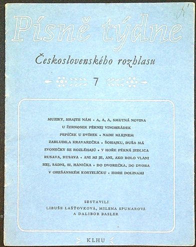 Písničky - Zpěvník - Písně týdne Československého rozhlasu č. 7
