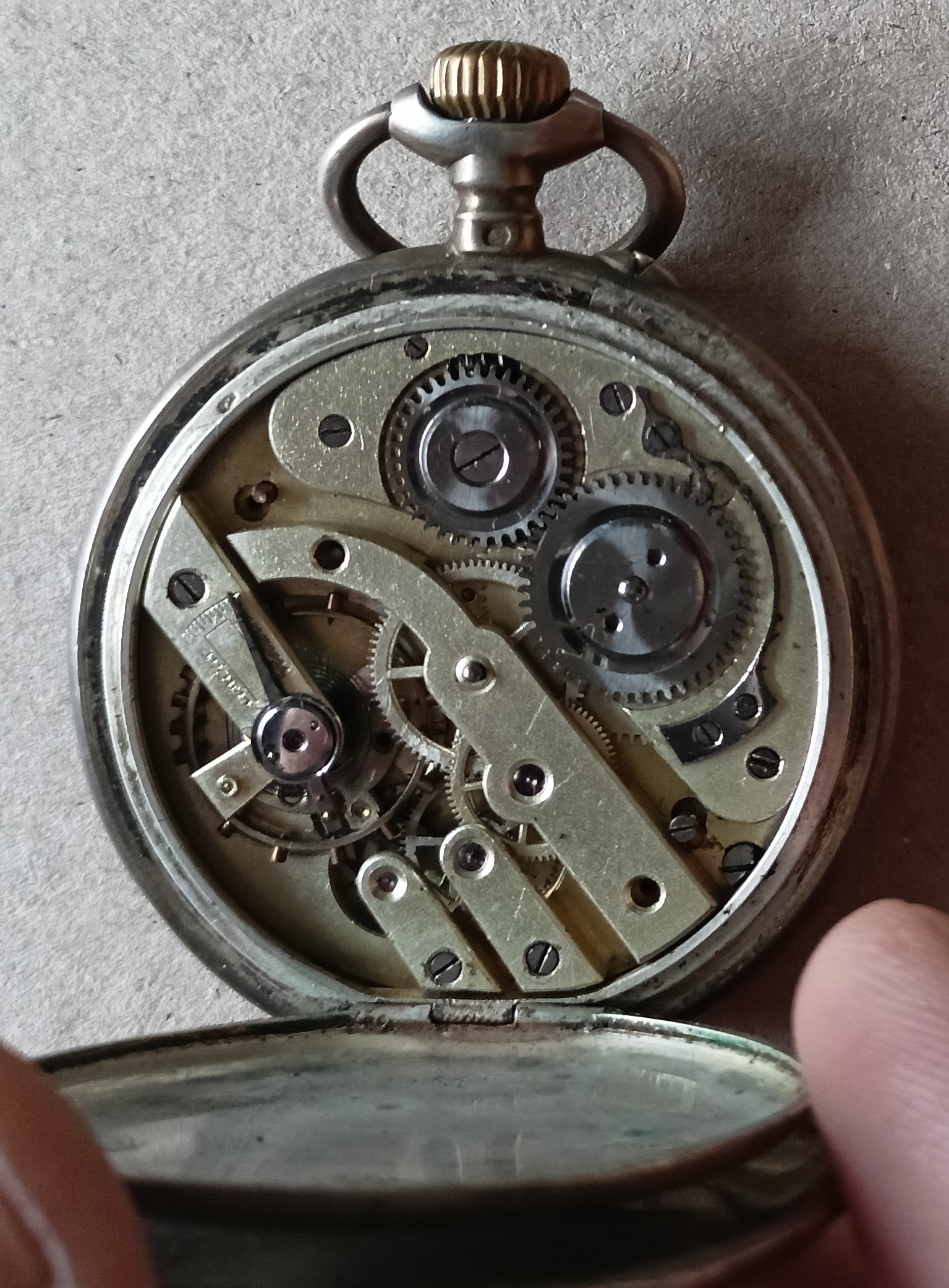 Hodinky - Hodinky Cibule - ANCRE - LIGNE DROITE - 15 RUBIS - STŘÍBRNÉ - Prasklé pero - Nefunkční - Obrázek 4