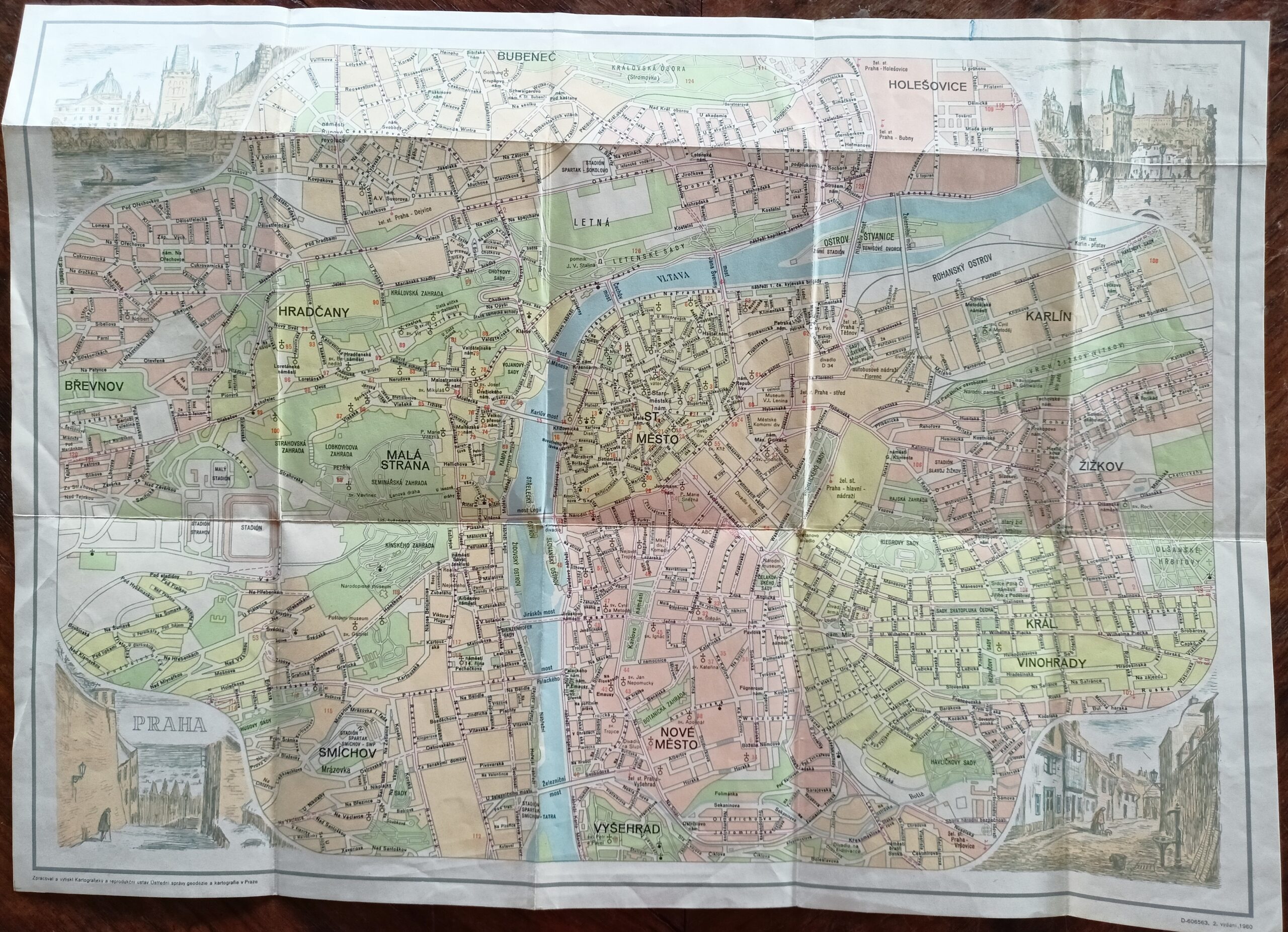 Mapa Prahy - 2. vydání 1960