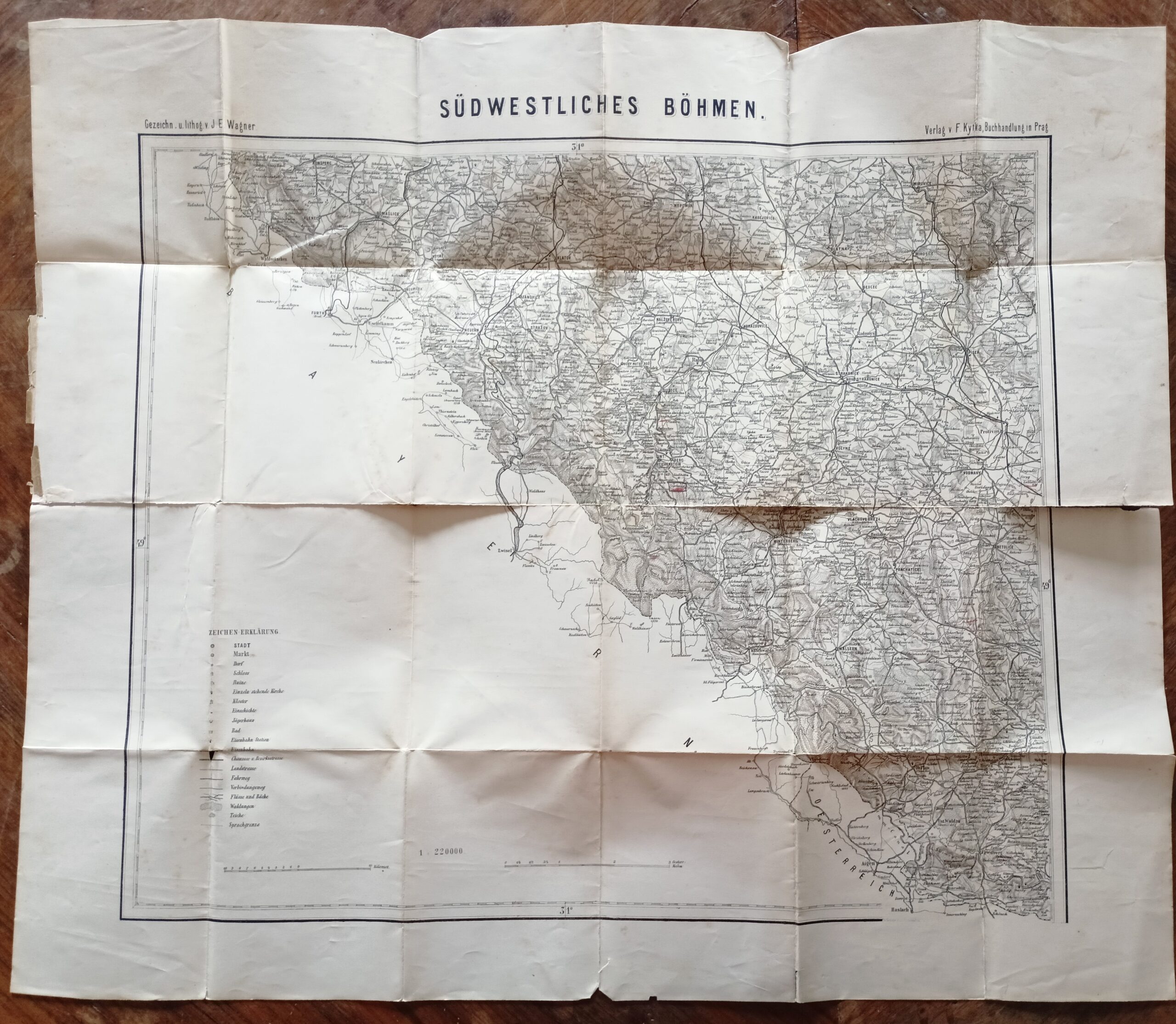 Mapa - SÜDWESTLICHES BÖHMEN. = JIHOZÁPADNÍ ČECHY r. 1882