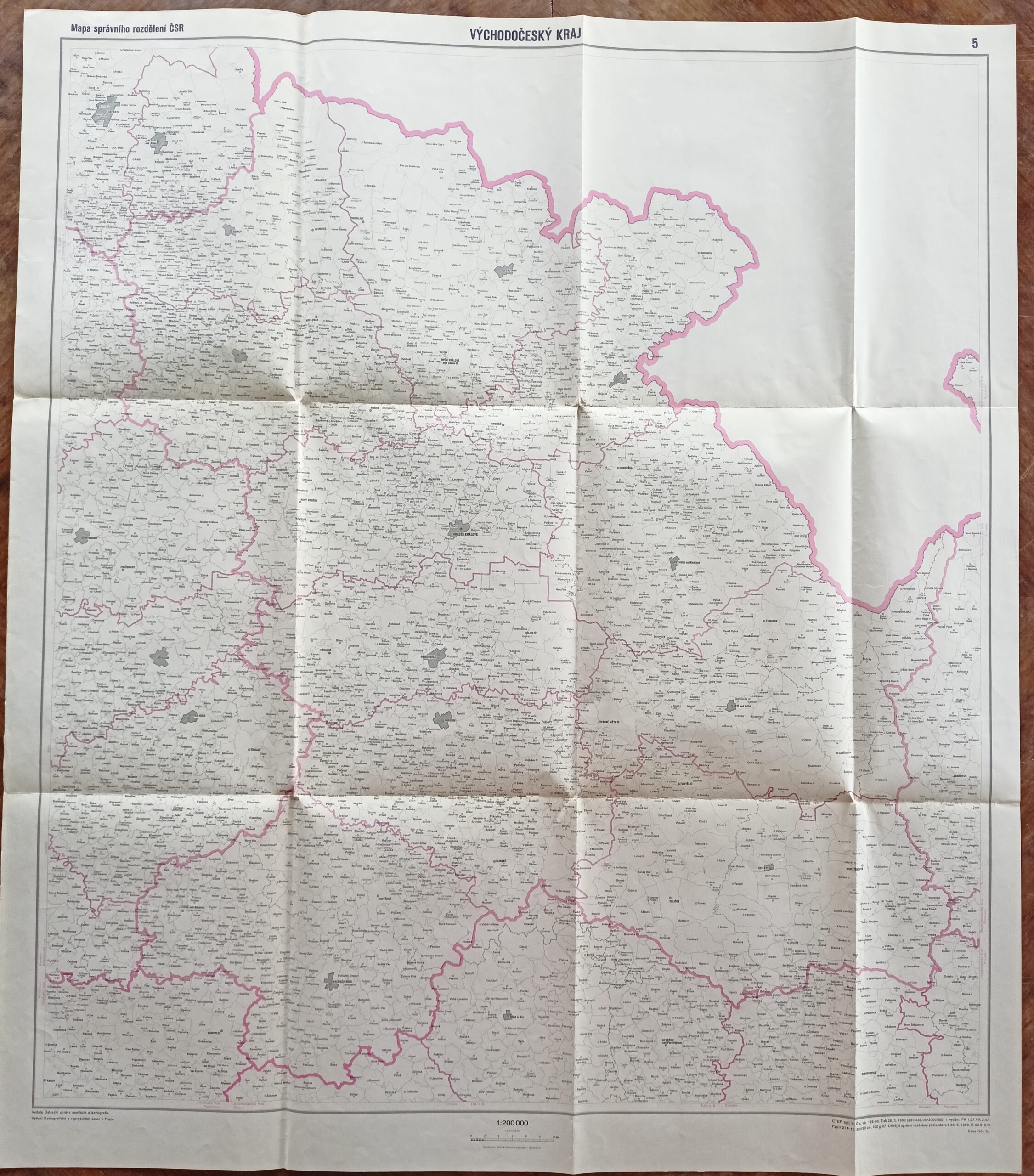 Mapa správního rozdělení ČSR - VÝCHODOČESKÝ KRAJ r. 1960 - Obrázek 2