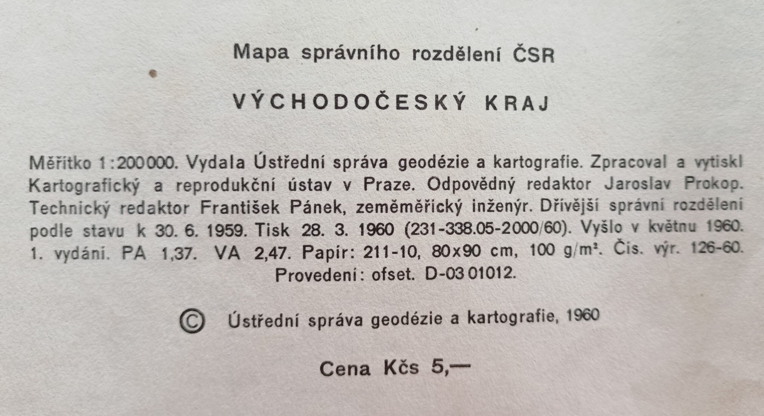Mapa správního rozdělení ČSR - VÝCHODOČESKÝ KRAJ r. 1960 - Obrázek 8
