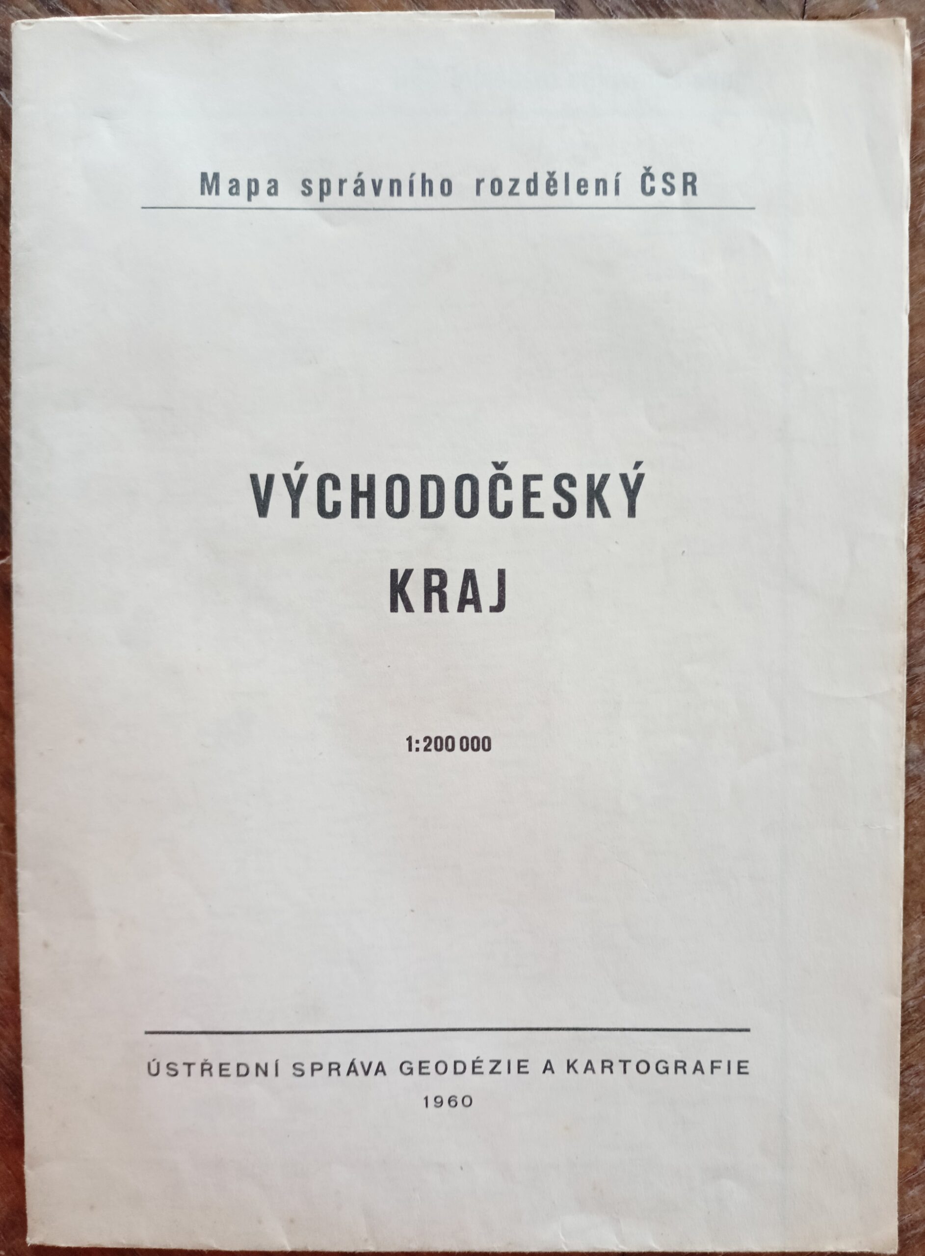 Mapa správního rozdělení ČSR - VÝCHODOČESKÝ KRAJ r. 1960