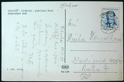 Pohlednice - Okres Kladno - Unhošť - Hřebenka - Podniková škola Kladenských dolů - Obrázek 2