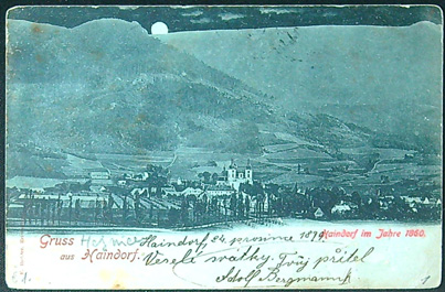 Pohlednice - Okres Liberec - Hejnice - Noční pohled - Dlouhá adresa