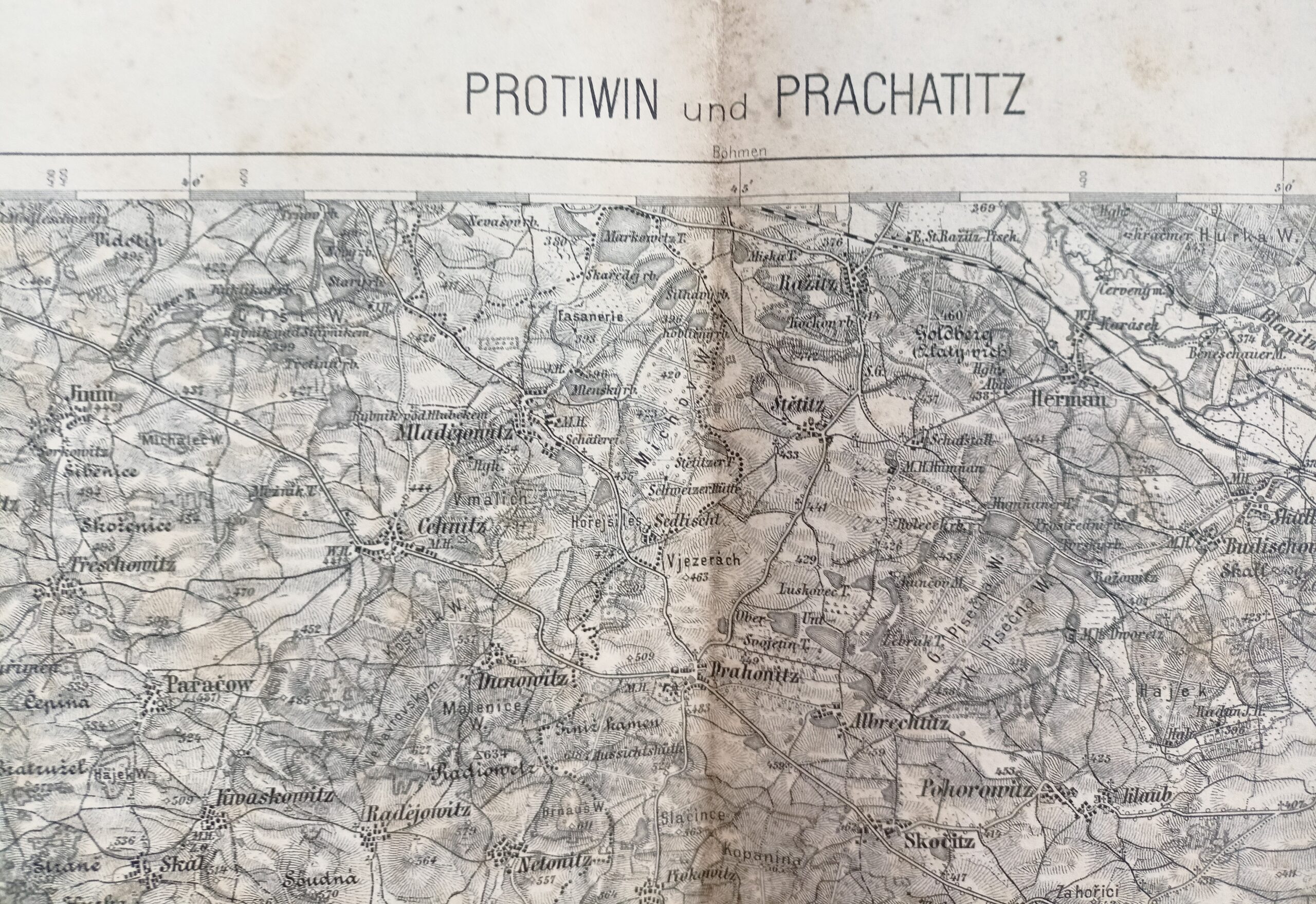 Voj. mapa - PROTIWIN (PROTIVÍN) und PRACHATITZ (PRACHATICE) r. 1883 - Obrázek 9