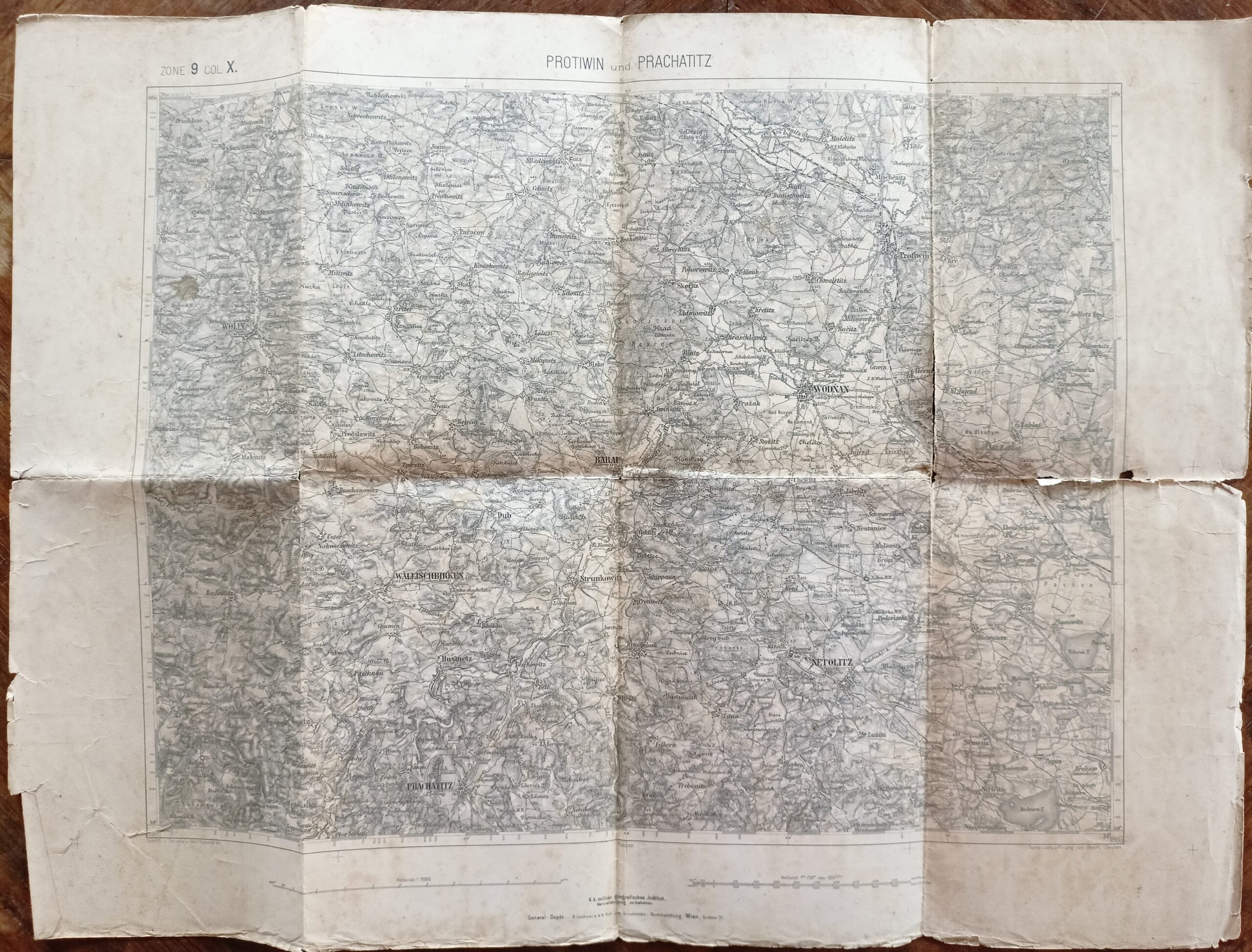 Voj. mapa - PROTIWIN (PROTIVÍN) und PRACHATITZ (PRACHATICE) r. 1883