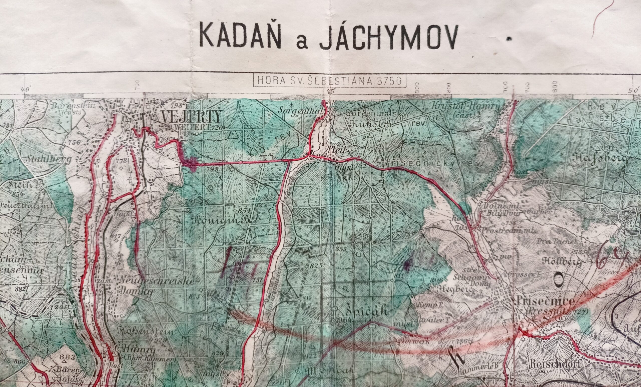 Vojenská mapa - KADAŇ a JÁCHYMOV r. 1934 - Obrázek 2