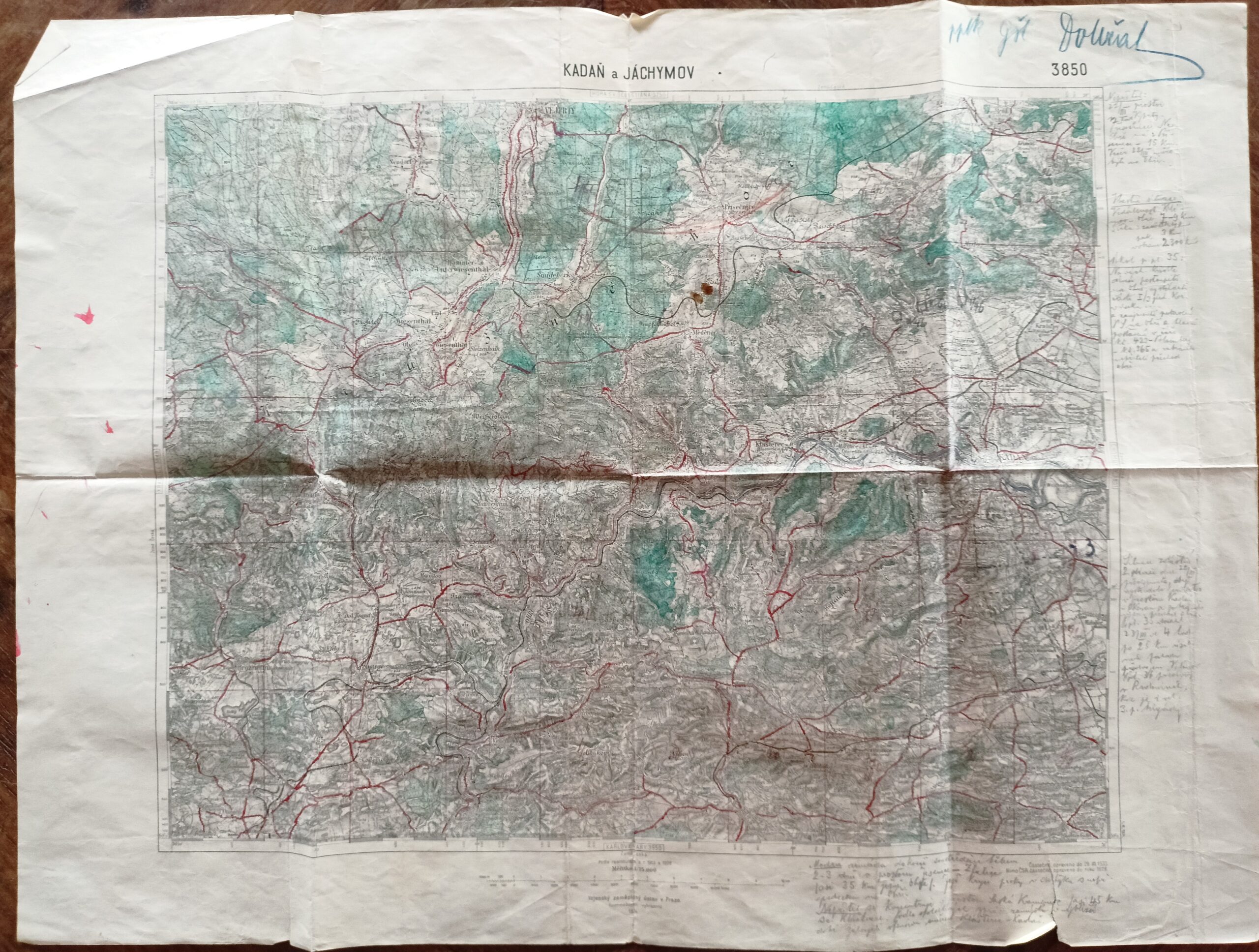 Vojenská mapa - KADAŇ a JÁCHYMOV r. 1934