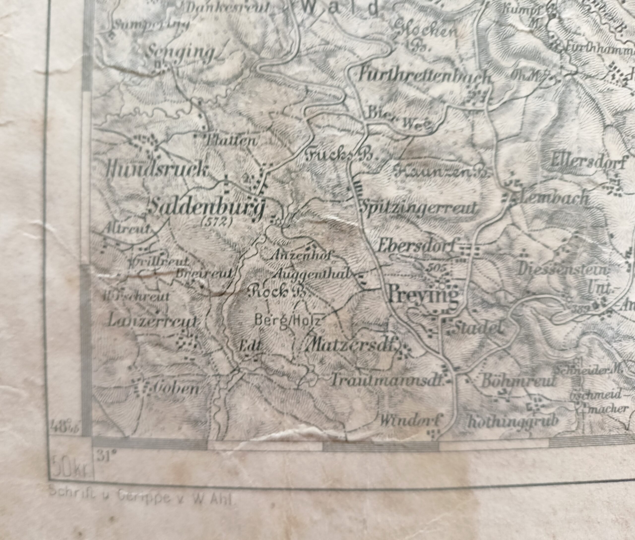Vojenská mapa - KUSCHWARDA (Kunžvart - Prachatice, Strážný) r. 1882 - Obrázek 4