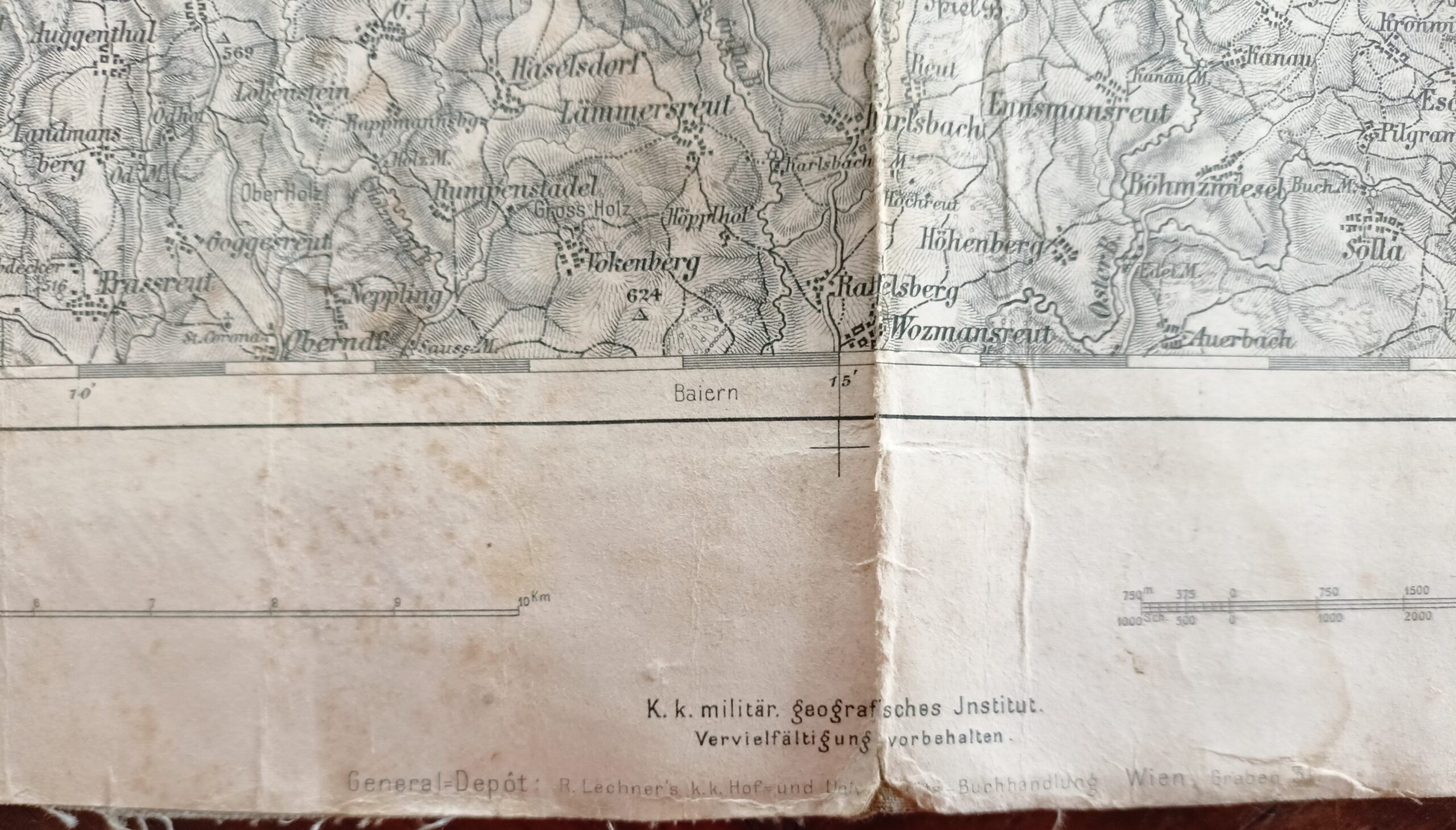 Vojenská mapa - KUSCHWARDA (Kunžvart - Prachatice, Strážný) r. 1882 - Obrázek 5