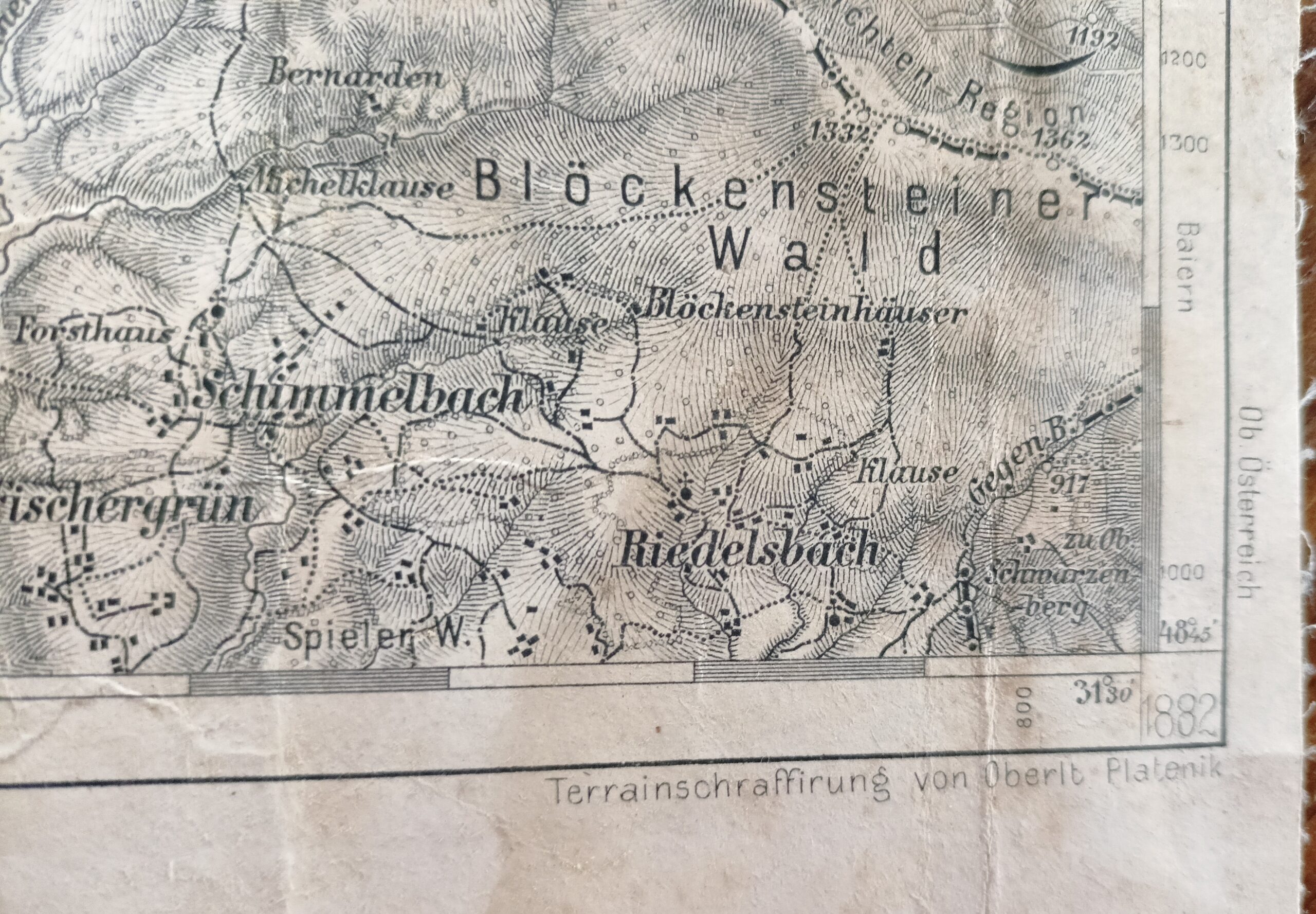 Vojenská mapa - KUSCHWARDA (Kunžvart - Prachatice, Strážný) r. 1882 - Obrázek 6