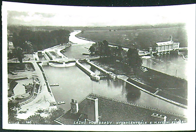 Pohlednice - Okres Nymburk - Lázně Poděbrady - Hydrocentrála a plavební komory