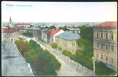 Pohlednice - Okres Přerov - Přerov - Komenského třída - Barevná pohlednice